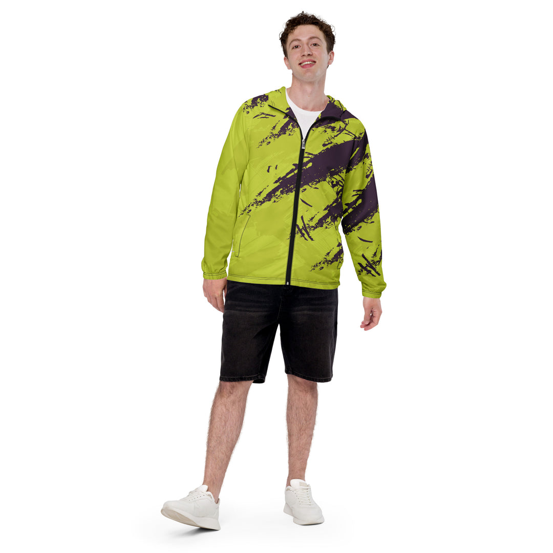 Men’s Windbreaker - Green-Purpe Stripe