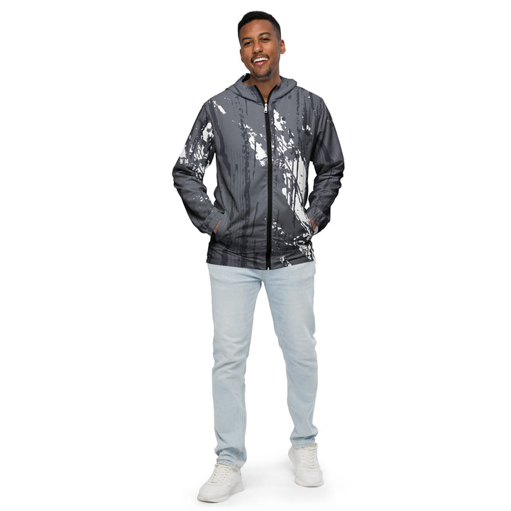 Men’s Windbreaker - Grey-White Drops