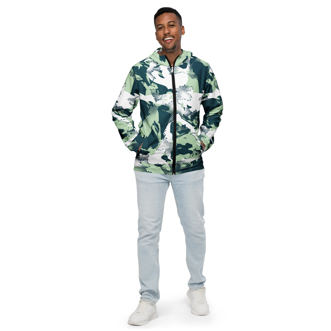 Men’s Windbreaker - Green-White Scene