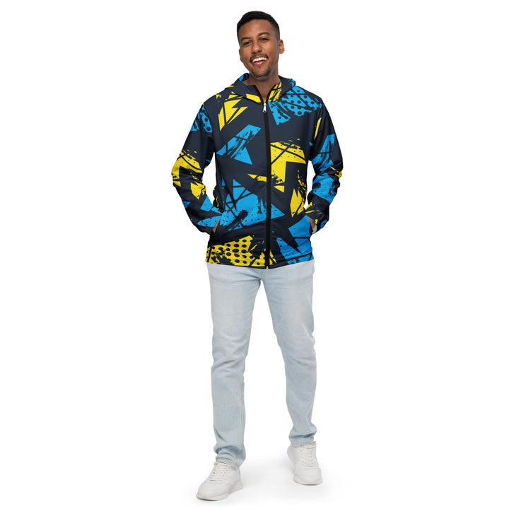 Men’s Windbreaker - Yellow-Blue Graffiti