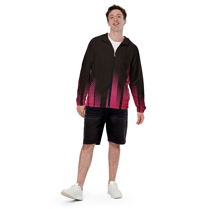 Men’s Windbreaker - Black-Pink Bar