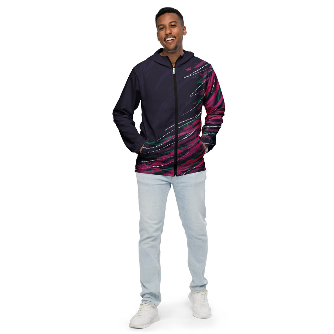 Men’s Windbreaker - Black-Pink Brush