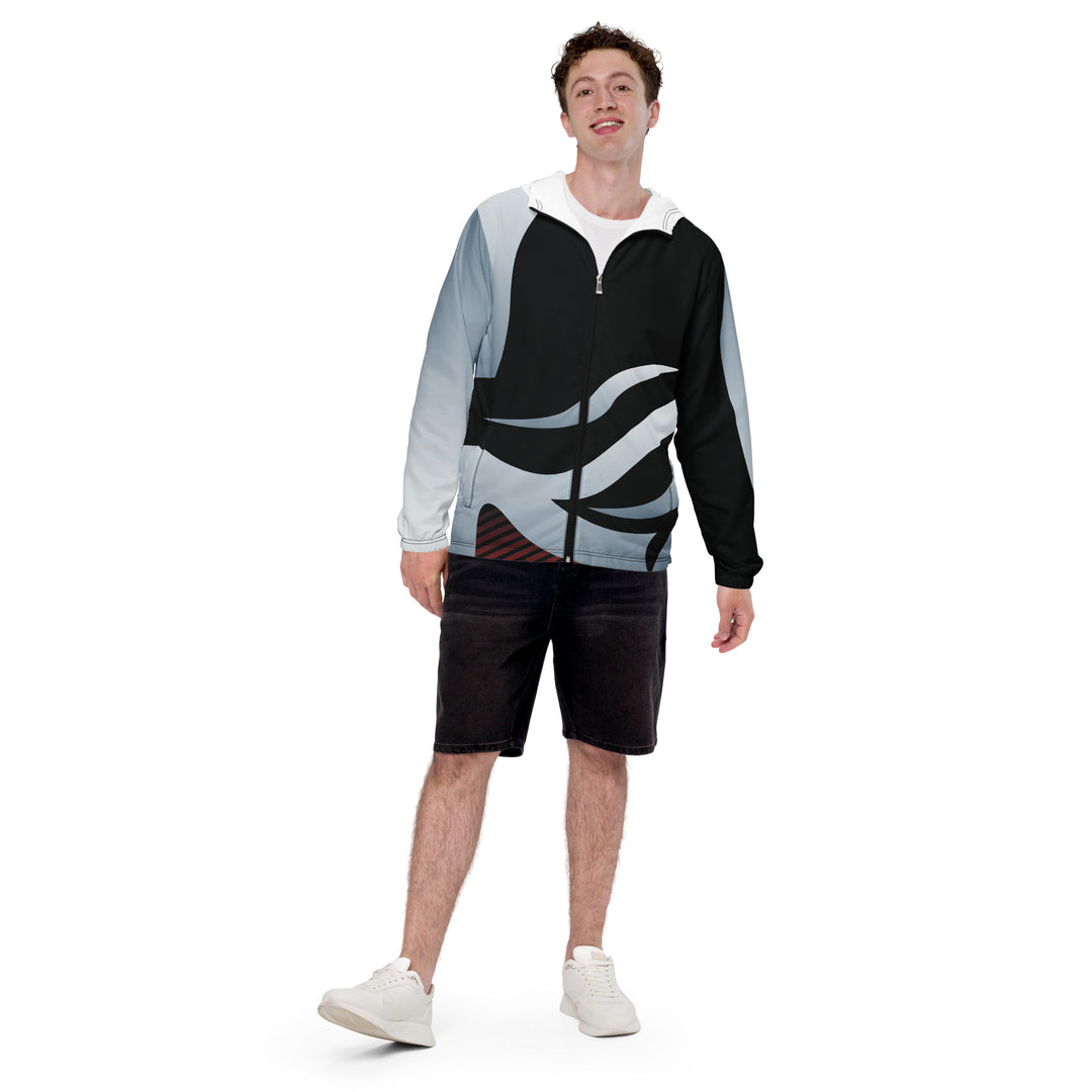 Men’s Windbreaker - Black-Grey Flame