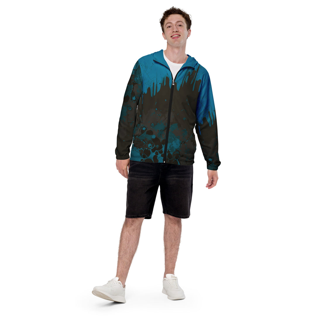 Men’s Windbreaker - Turquoise-Black Liquid