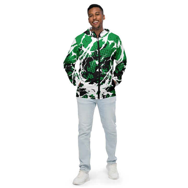 Men’s Windbreaker - Green-White Paint