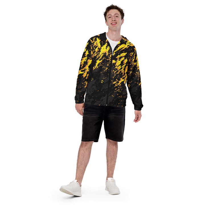 Men’s Windbreaker - Black-Yellow Fire