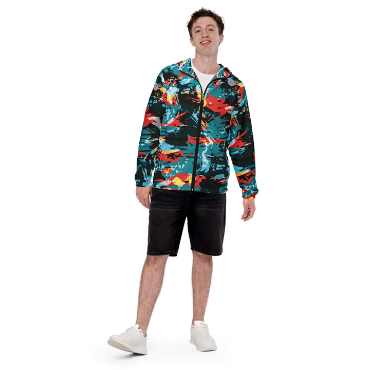 Men’s Windbreaker - Turquoise-Red Jungle