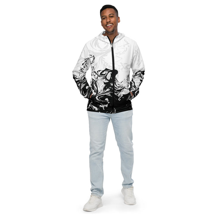 Men’s Windbreaker - White-Black Ink