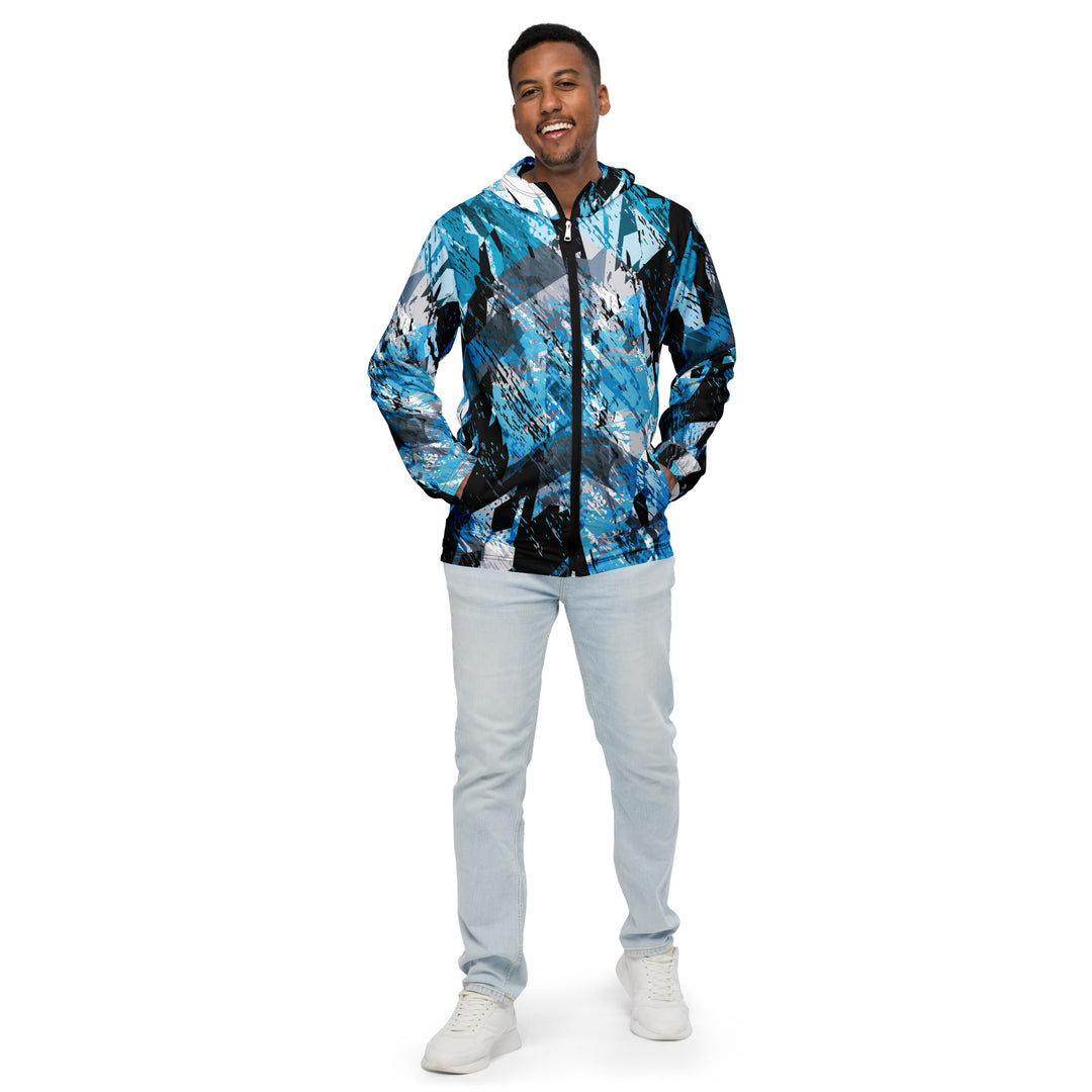 Men’s Windbreaker - Black-Blue Fragment