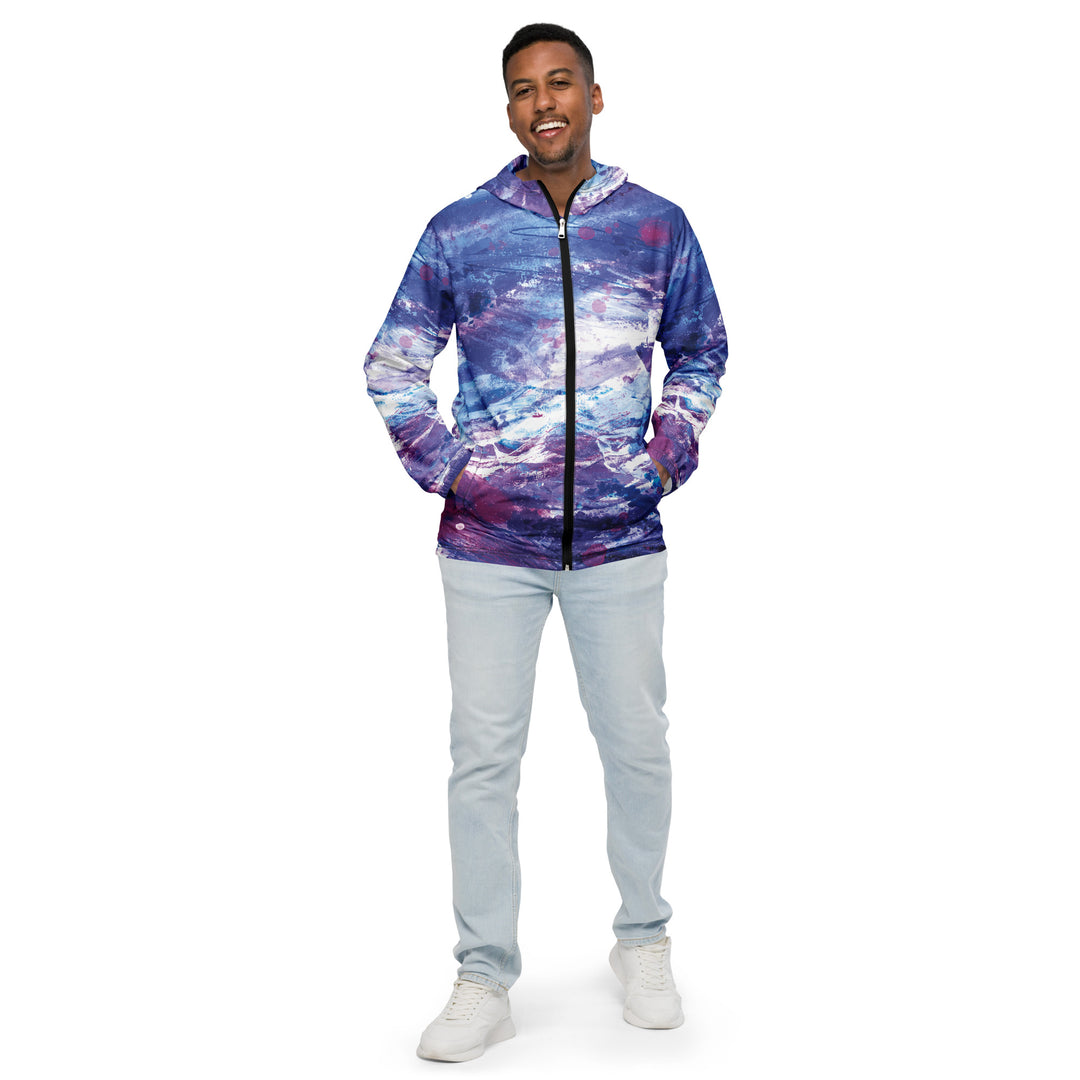 Men’s Windbreaker - Purple-White Universe