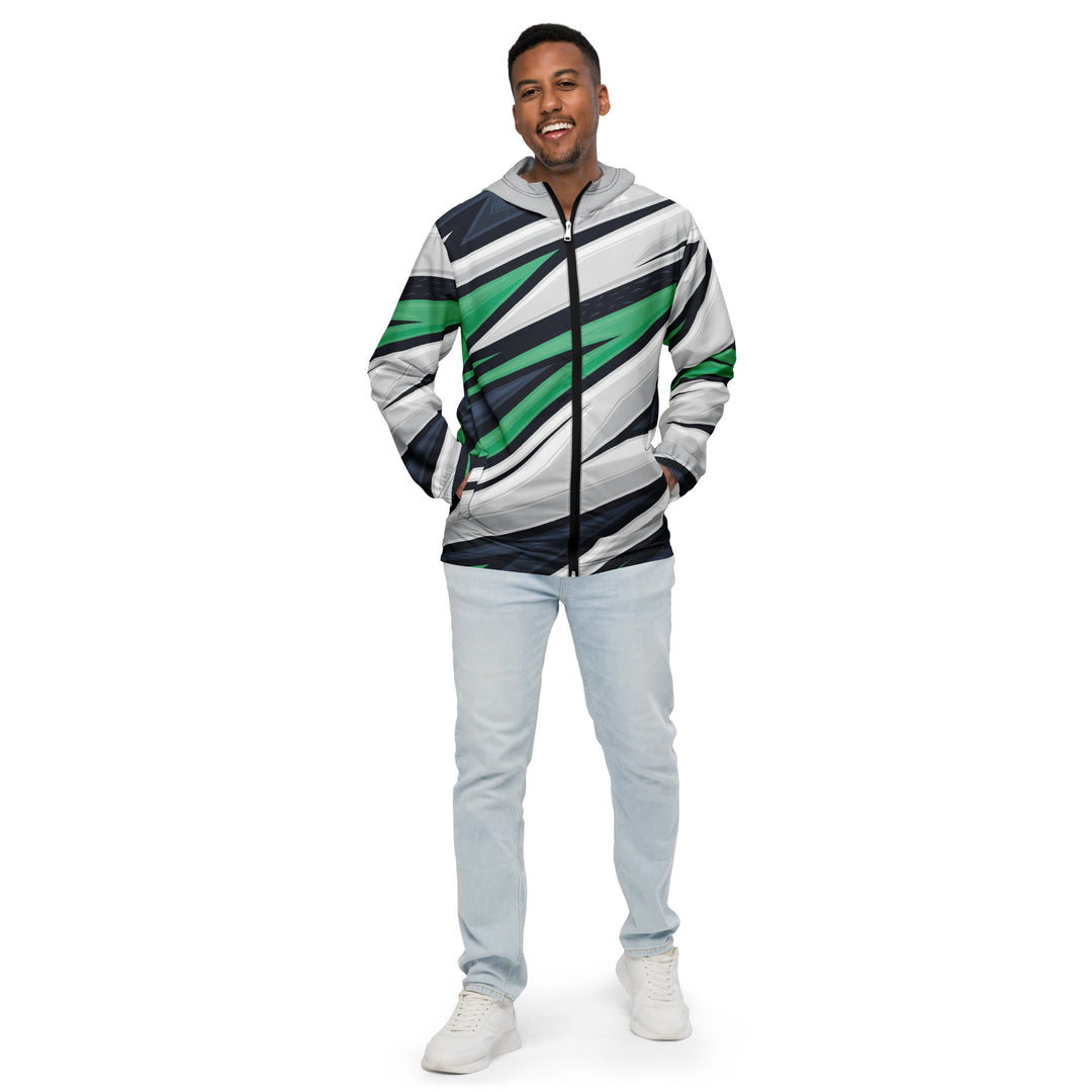 Men’s Windbreaker - White-Green Stick