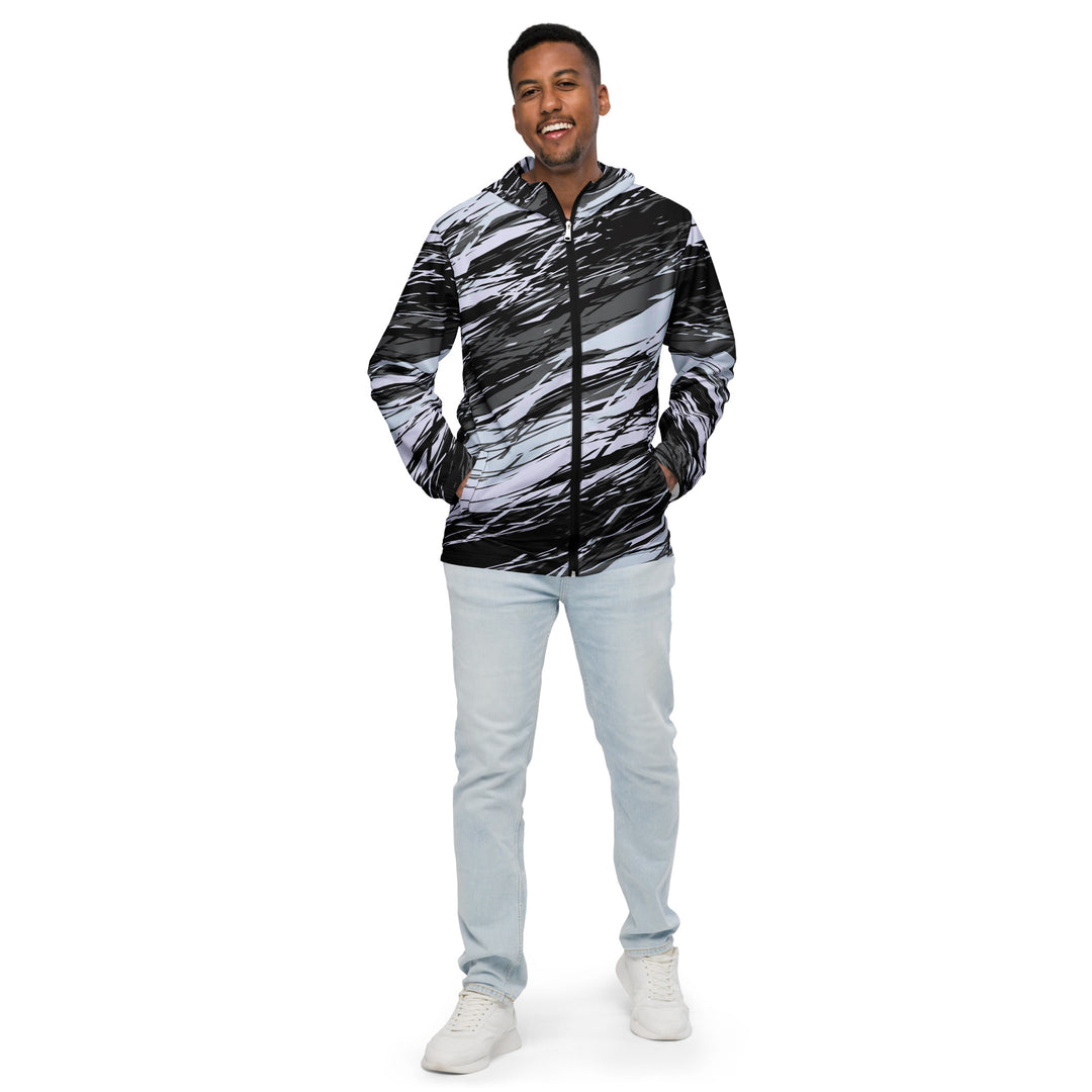 Men’s Windbreaker - Black-White Line