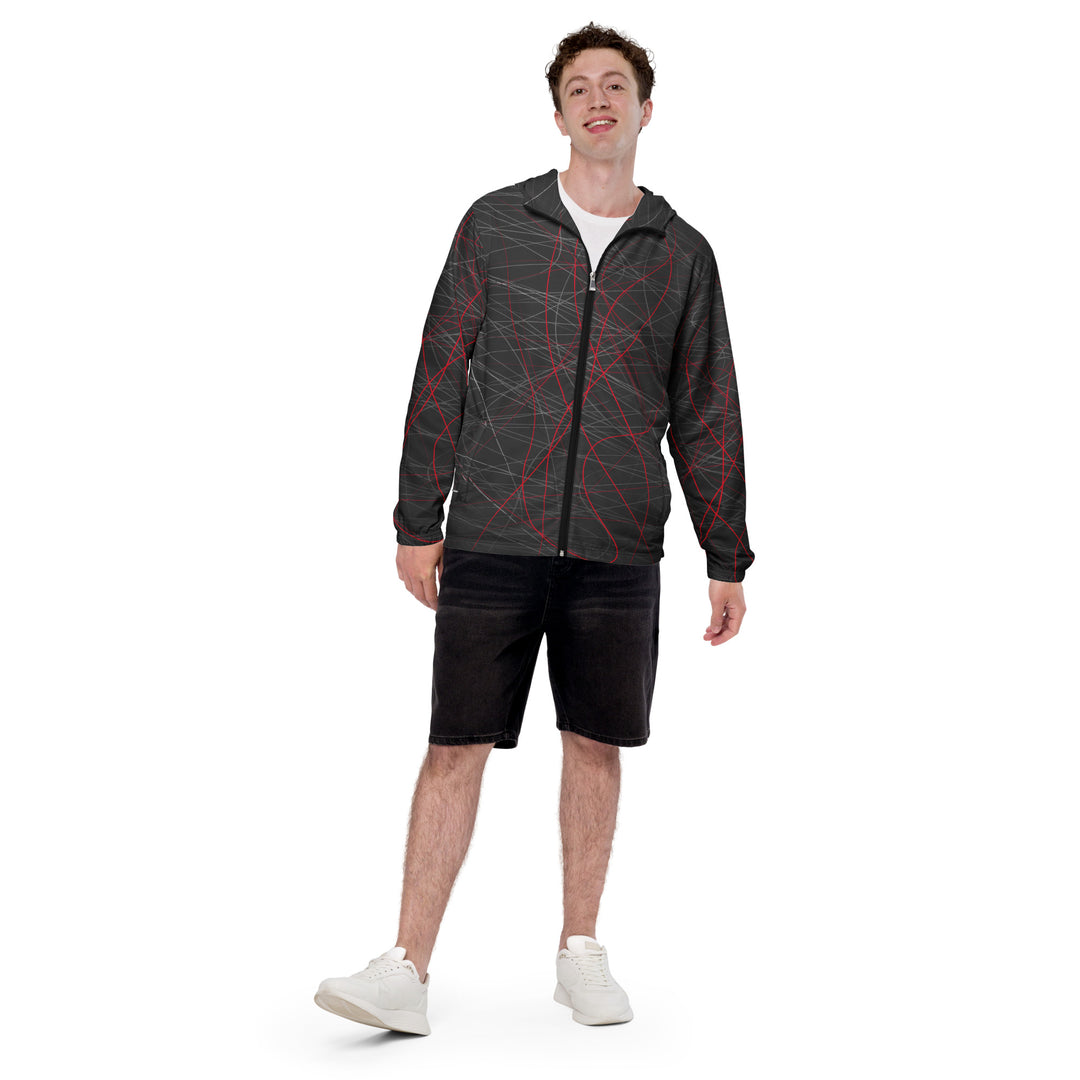 Men’s Windbreaker - Black-Red Doodle