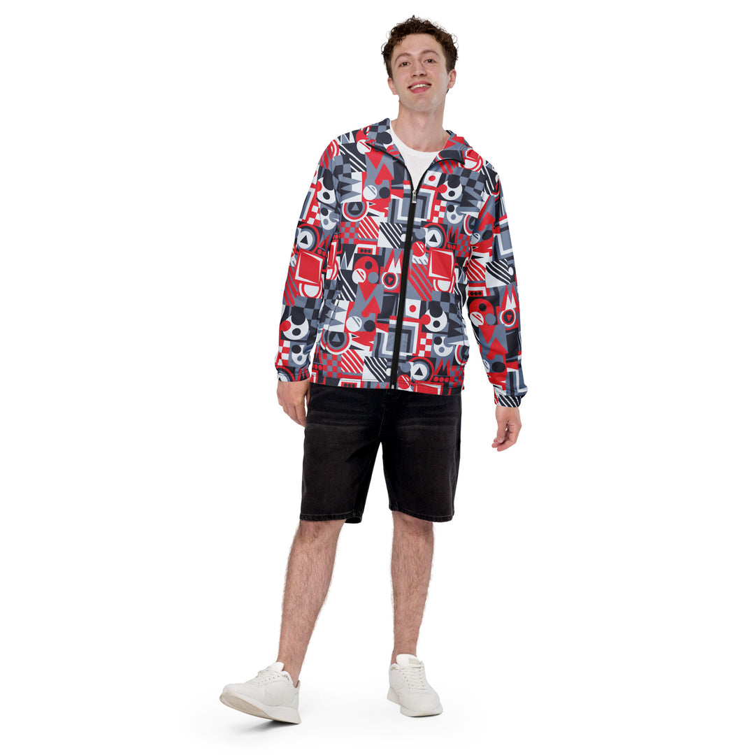 Men’s Windbreaker - Grey-Red Shape