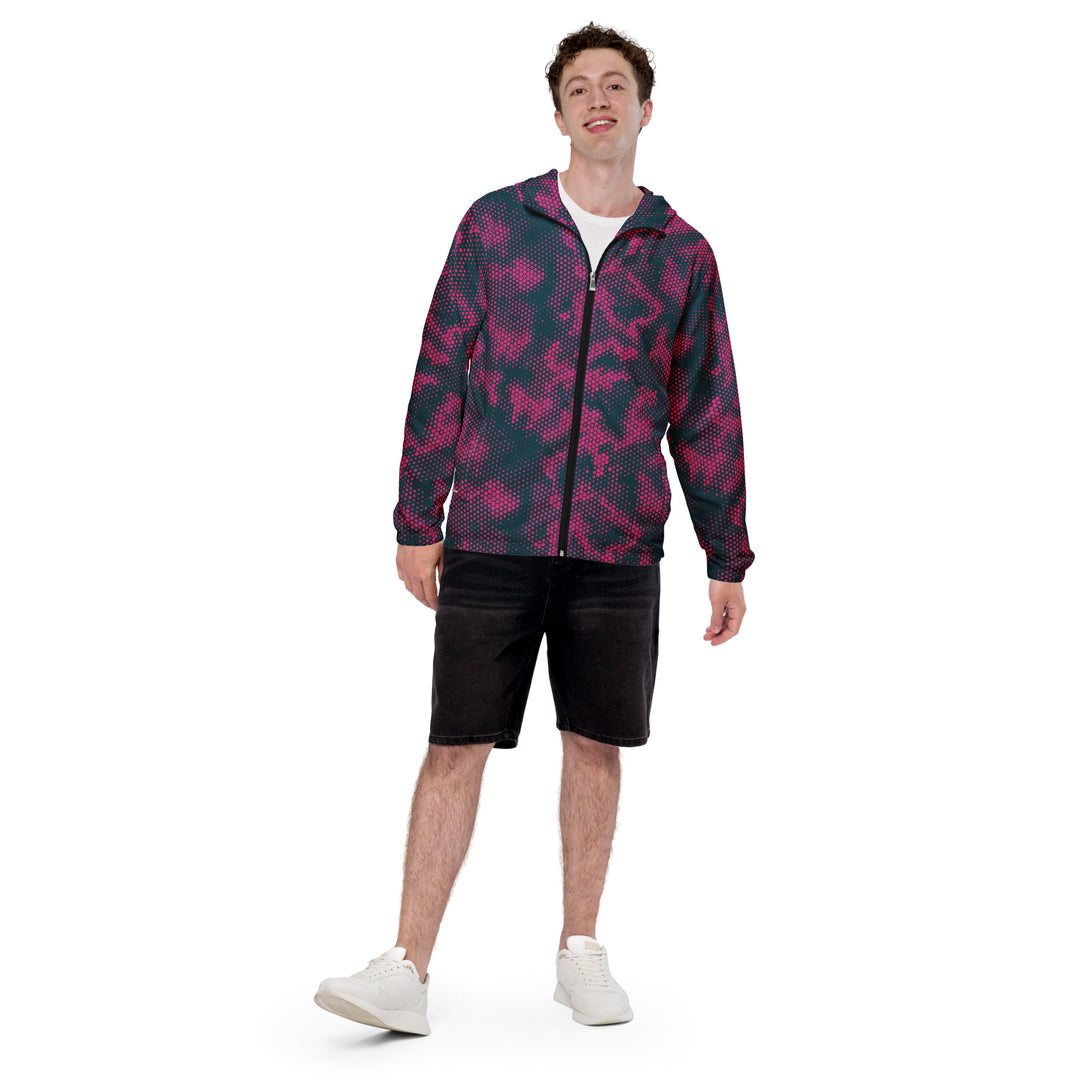 Men’s Windbreaker - Black-Pink Hexagon