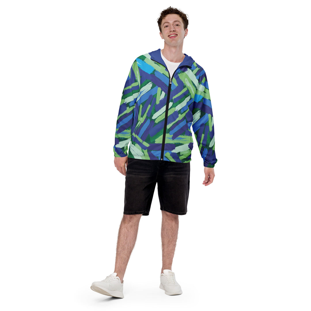 Men’s Windbreaker - Blue-Green Brush