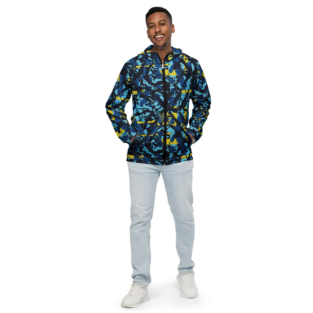 Men’s Windbreaker - Blue-Yellow Criss