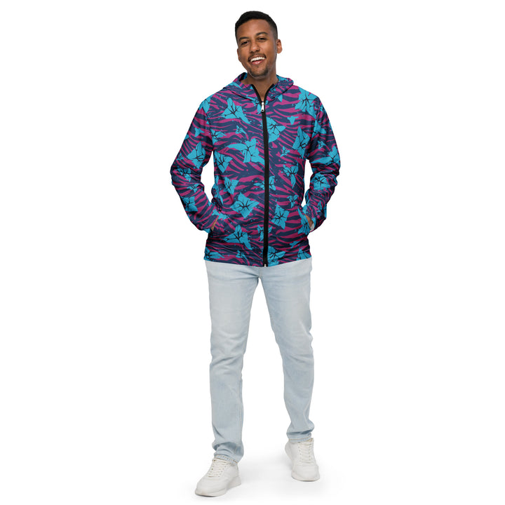 Men’s Windbreaker - Blue-Pink Flower