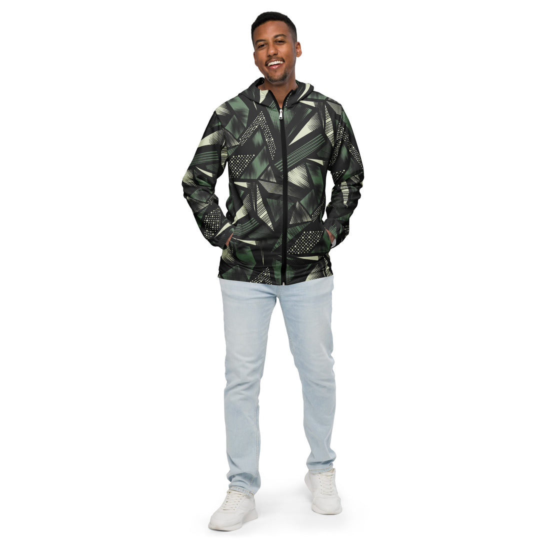 Men’s Windbreaker - Black-Green Landscape