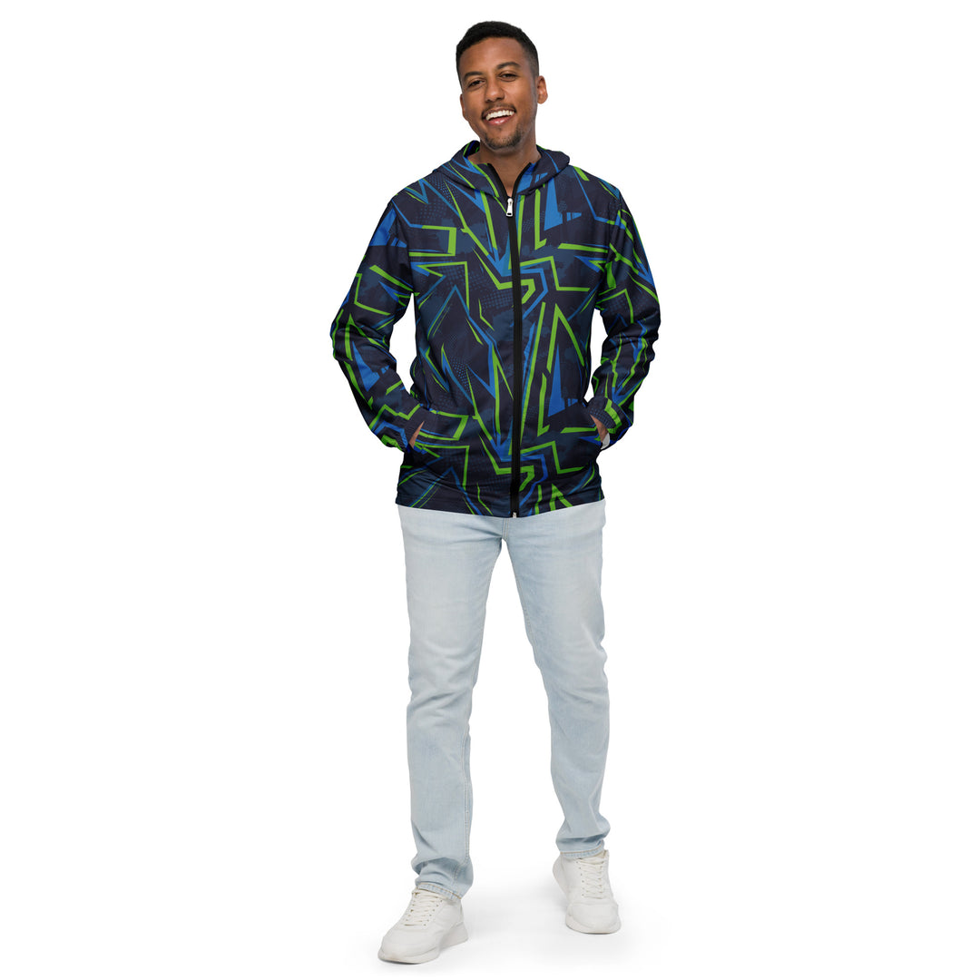 Men’s Windbreaker - Green-Blue Tension