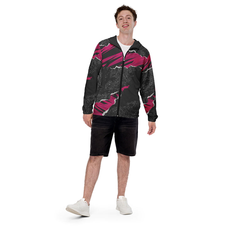 Men’s Windbreaker - Black-Pink Crack