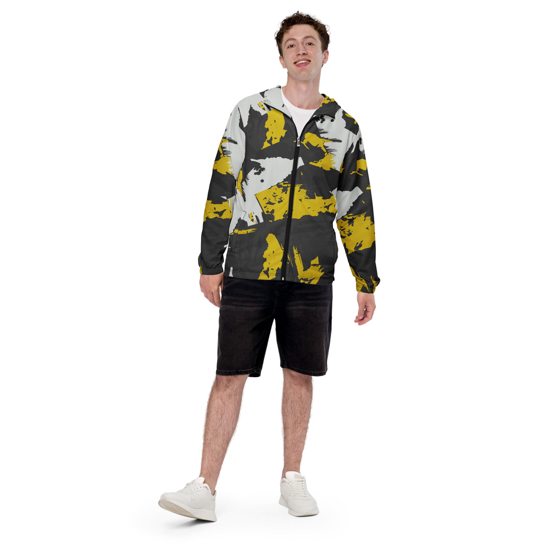 Men’s Windbreaker - Grey-Yellow Grunge