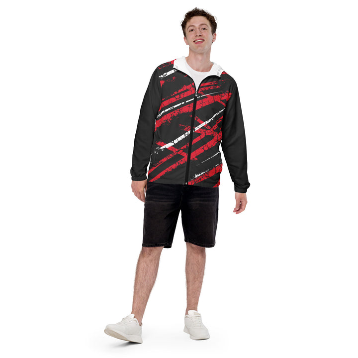 Men’s Windbreaker - Black-Red Torn