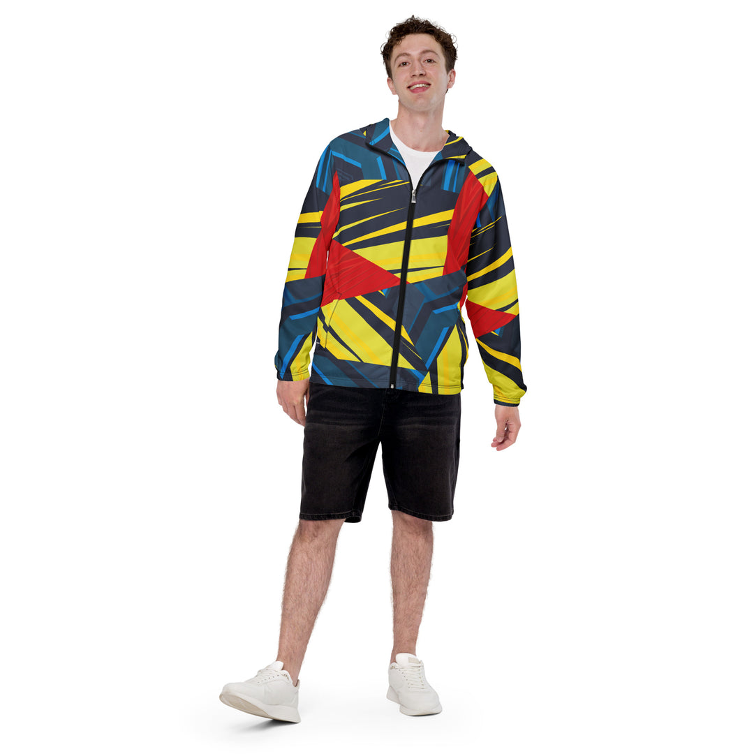 Men’s Windbreaker - Blue-Yellow Geometric