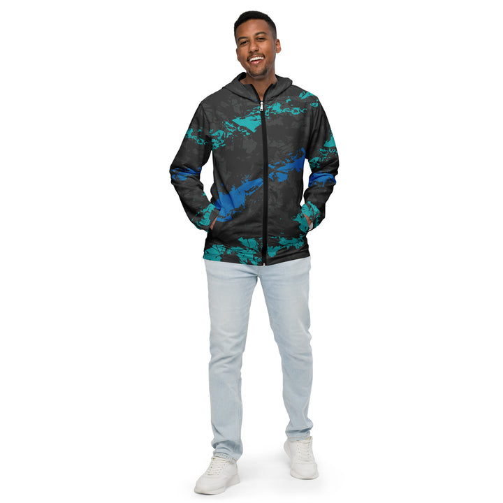 Men’s Windbreaker - Black-Blue Paint