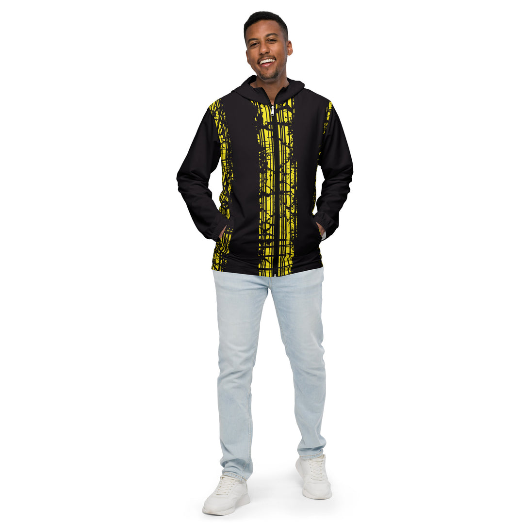 Men’s Windbreaker - Black-Yellow Bar