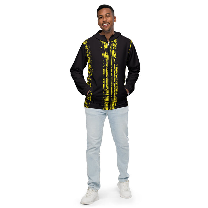 Men’s Windbreaker - Black-Yellow Bar