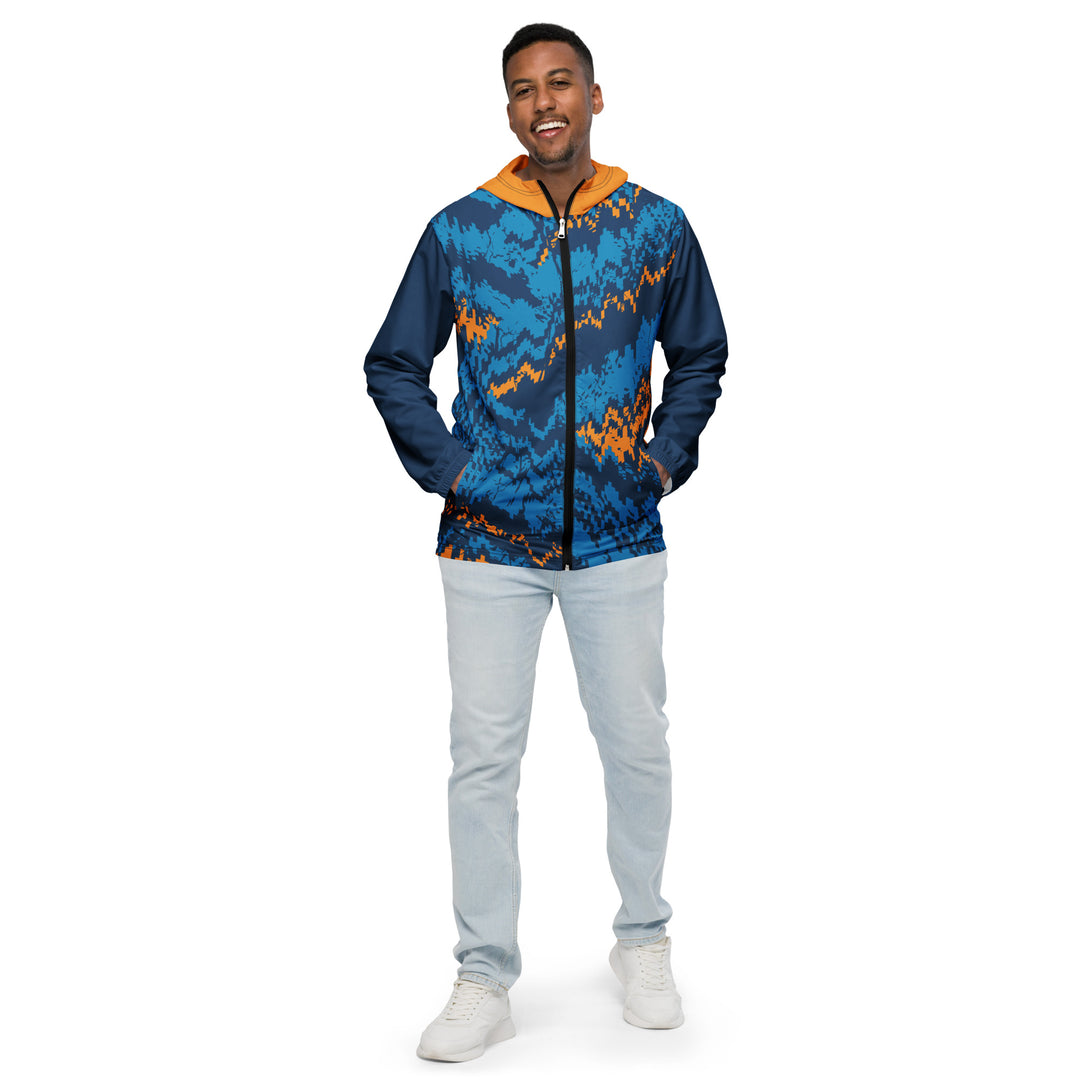 Men’s Windbreaker - Blue-Orange Pixel