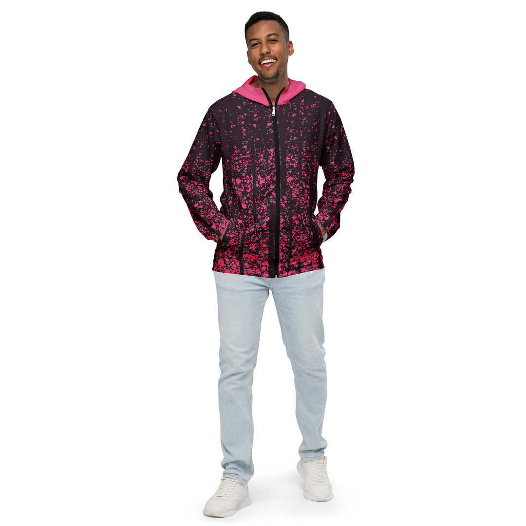 Men’s Windbreaker - Pink-Black Stains