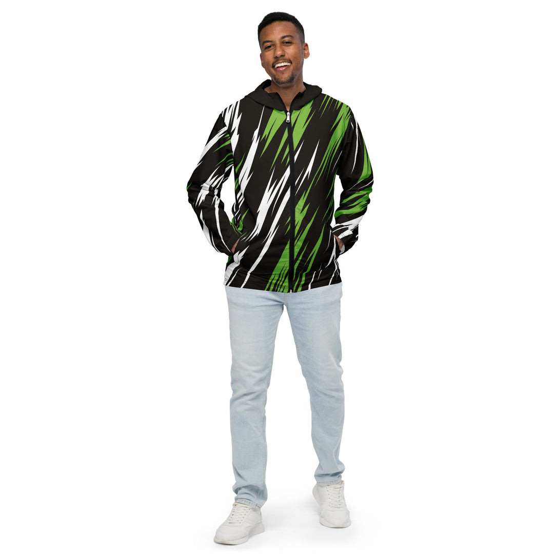 Men’s Windbreaker - Black-Green Lightning