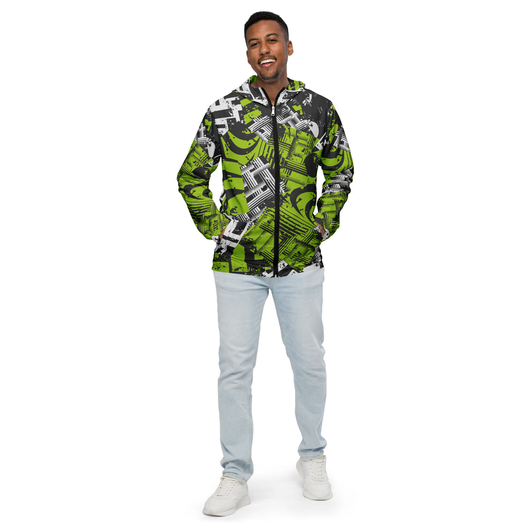 Men’s Windbreaker - Green Spiral