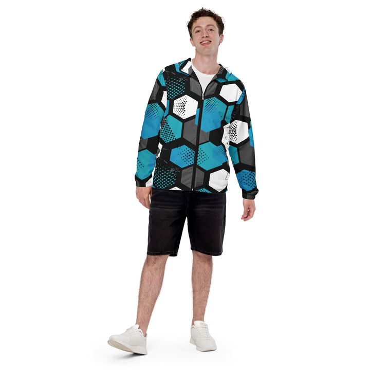 Men’s Windbreaker - Blue-Grey Hexagon