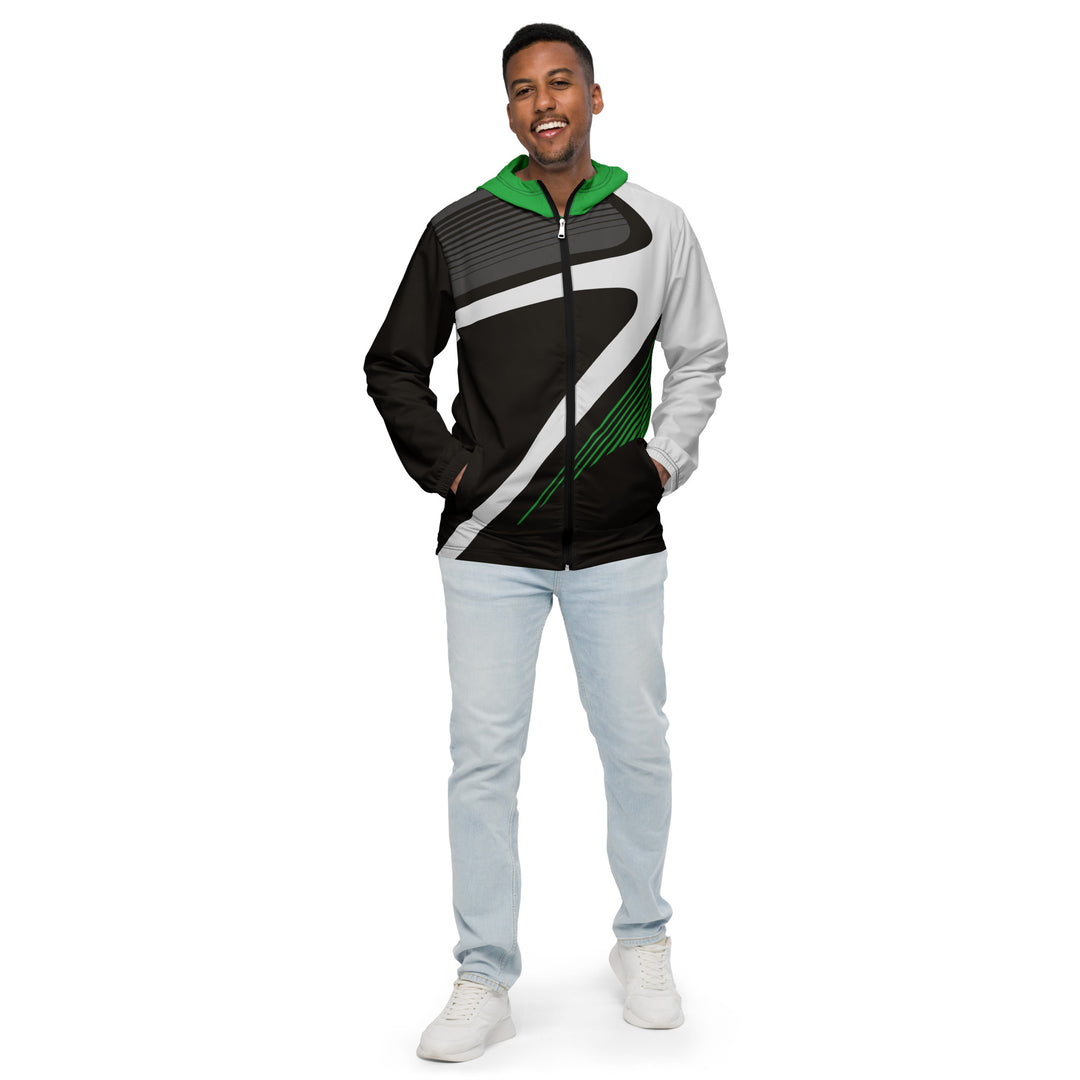 Men’s Windbreaker - Black-Green Arc