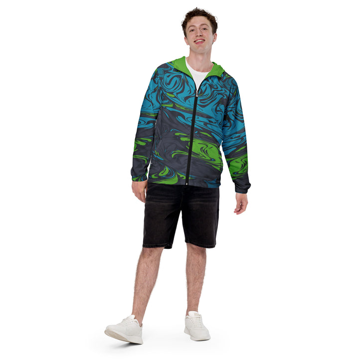 Men’s Windbreaker - Green-Blue Smoke