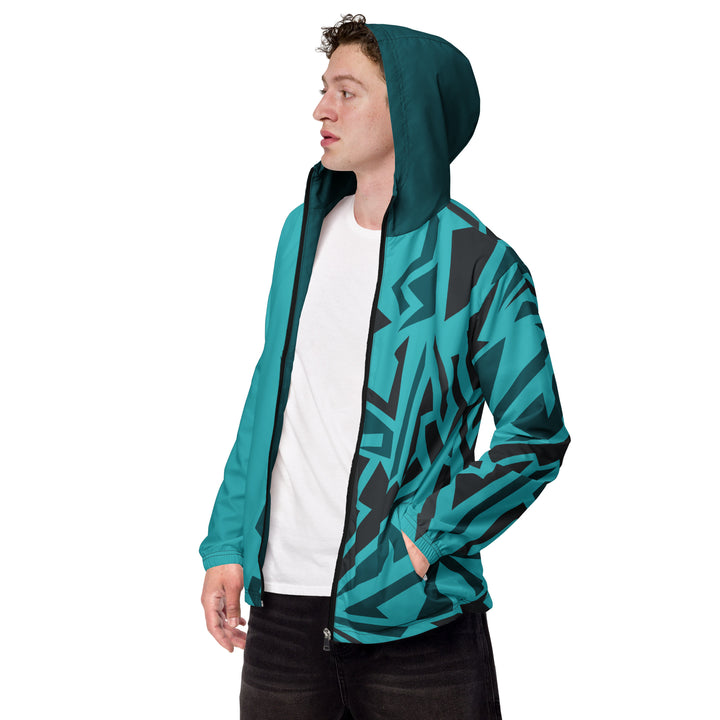 Men’s Windbreaker - Turquoise-Grey Edge