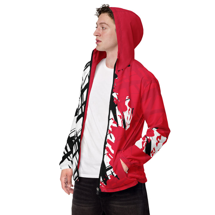 Men’s Windbreaker - White-Red Overdraw