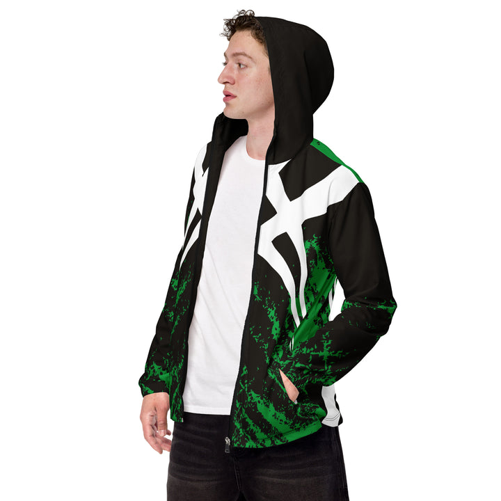 Men’s Windbreaker - Black-Green Tribal