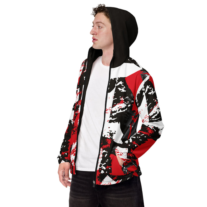 Men’s Windbreaker - Black-Red Map