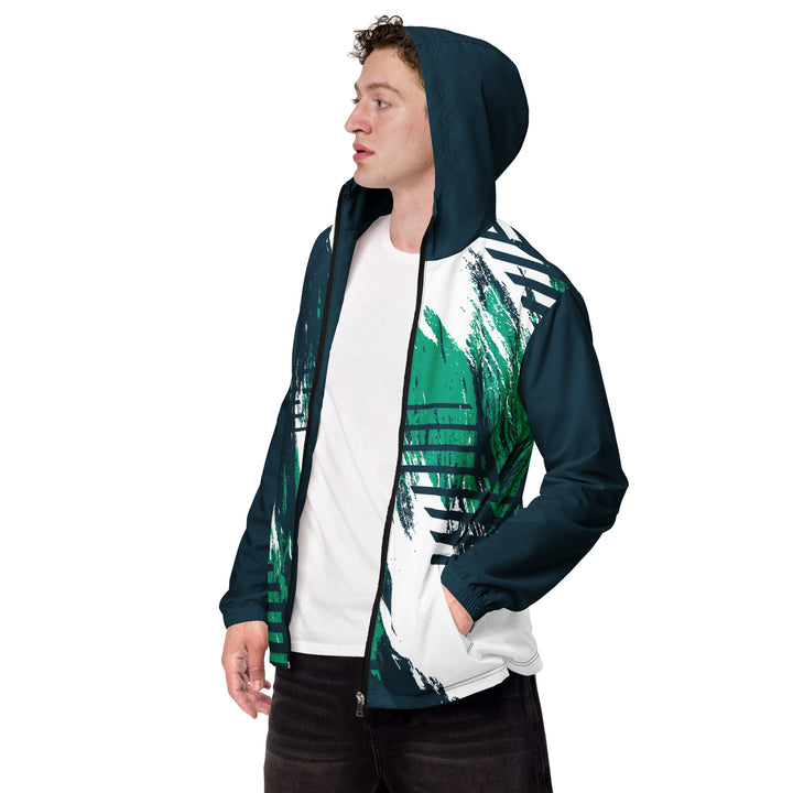 Men’s Windbreaker - White-Green Path