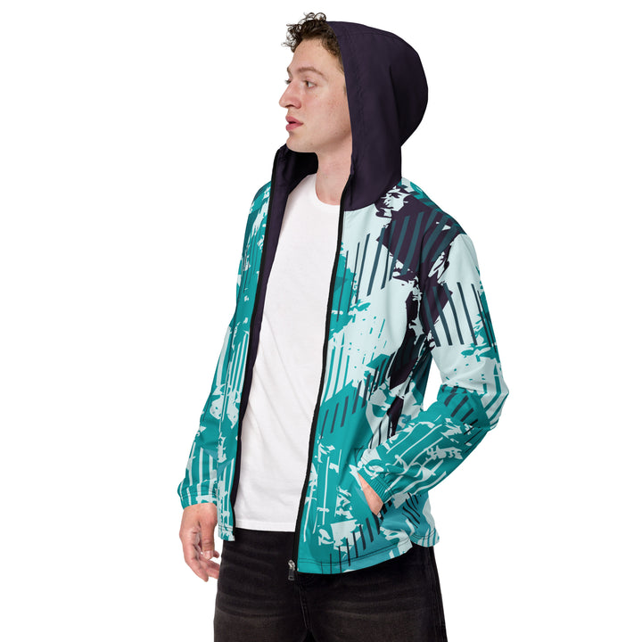 Men’s Windbreaker - Turquoise-White Tracks