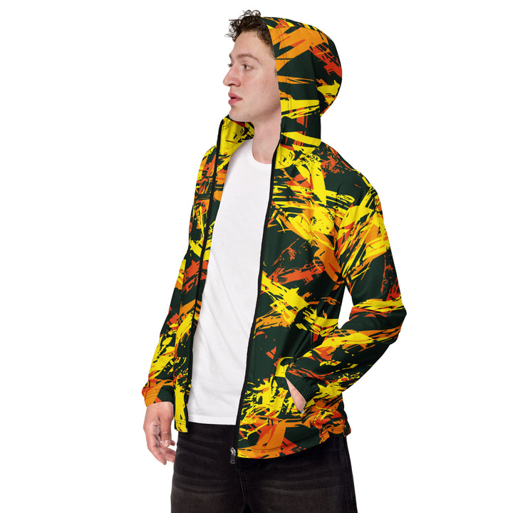 Men’s Windbreaker - Black-Yellow Script