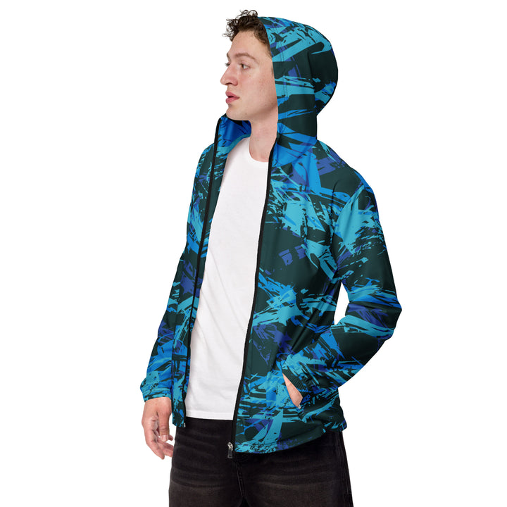 Men’s Windbreaker - Blue-Turquoise Script