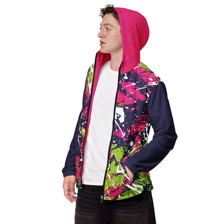 Men’s Windbreaker - Green-Pink Wreck