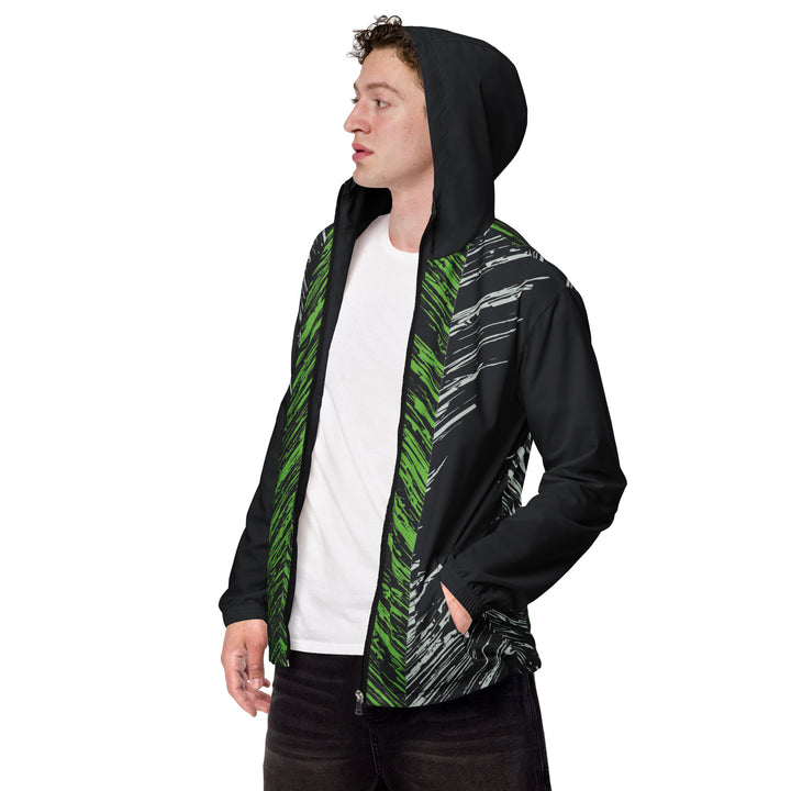 Men’s Windbreaker - Black-Green Tracks