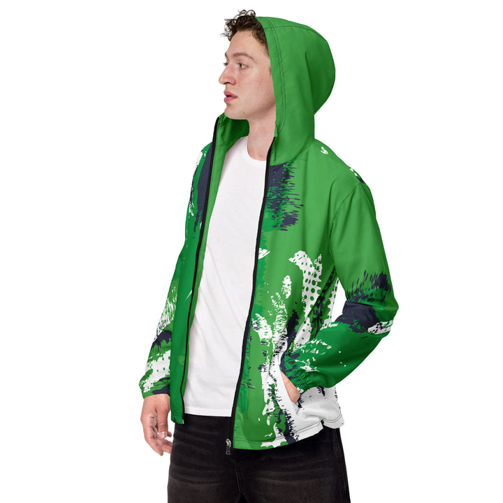 Men’s Windbreaker - Green-White Brush