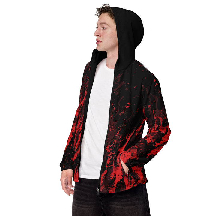 Men’s Windbreaker - Black-Red Splatter